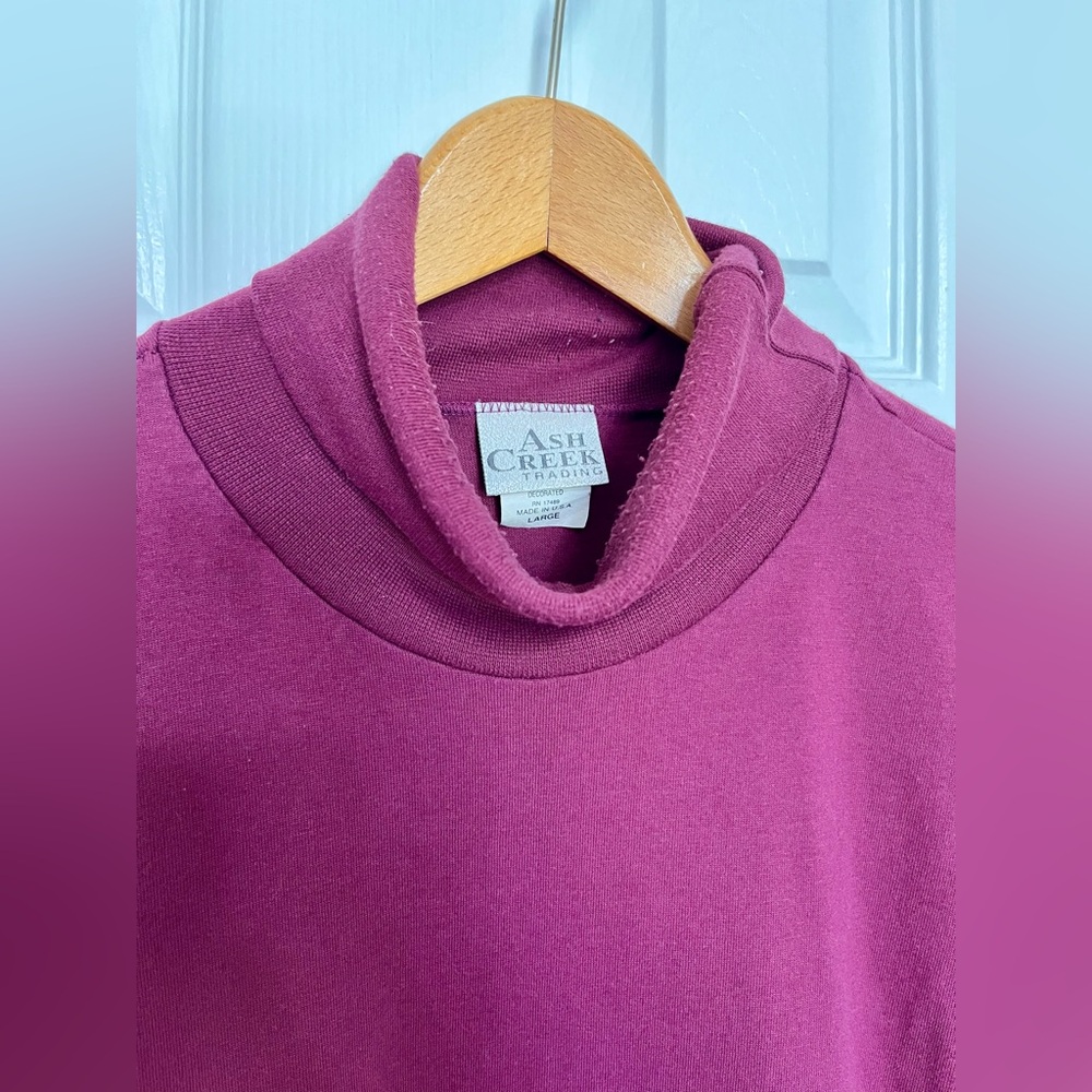 Ash Creek Wine Colored Soft Wear Long Sleeve Turtleneck Size Large Vintage - Picture 3 of 7
